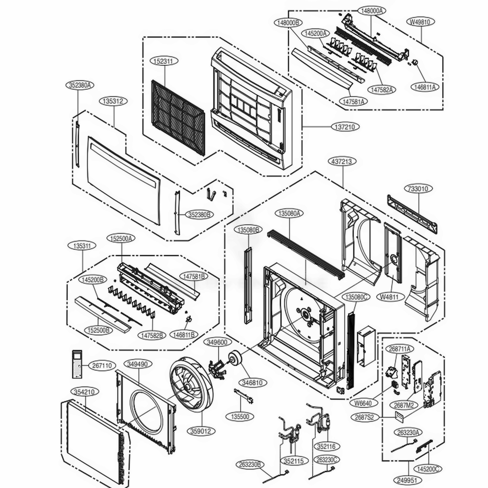 Main Diagram and Parts List for LQN120HV4 ENWBEUS LG Air Conditioner