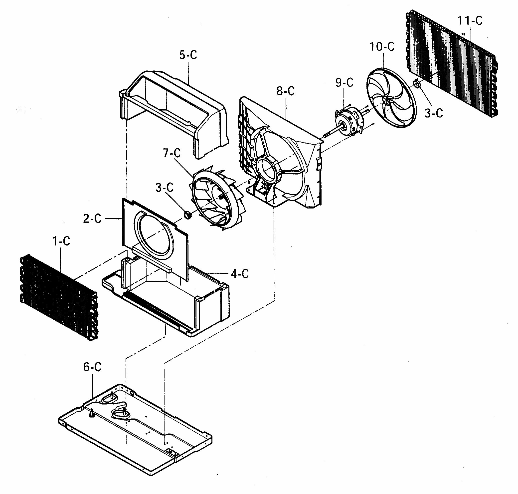 Air Handling/cycle Parts Diagram and Parts List for 58074055400  Kenmore Air Conditioner