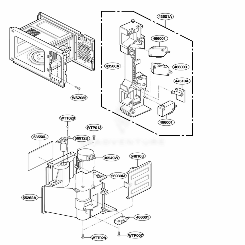 Latch Board Parts Diagram and Parts List for ACM1580AB ABKEAMA LG Range