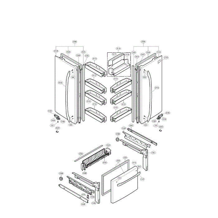 Door Diagram and Parts List for LFC25776SB 00 LG Refrigerator