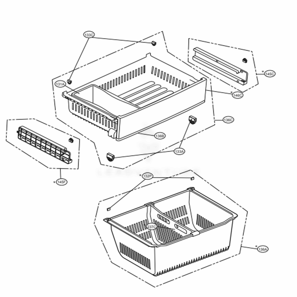 Freezer Parts Diagram and Parts List for LFXS28566M AMTCNA4 LG Refrigerator