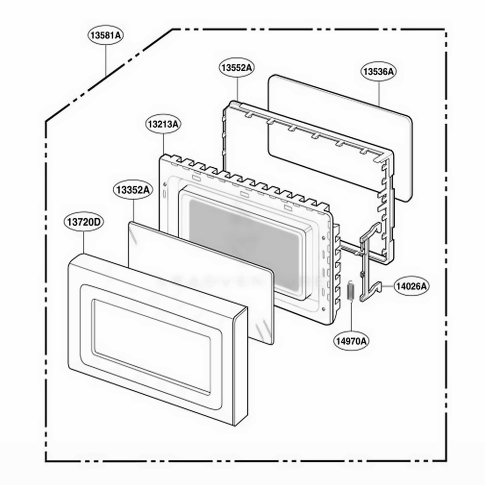 Door Parts Diagram and Parts List for MT1078SGB SGEWRP LG Range