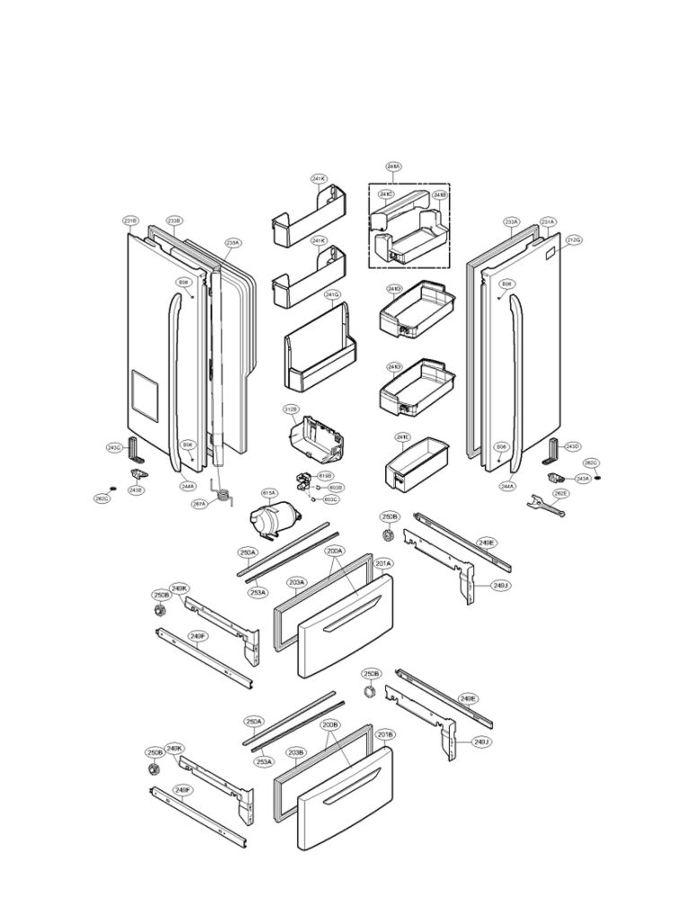Door Parts Diagram and Parts List for LMX25986SW 00 LG Refrigerator