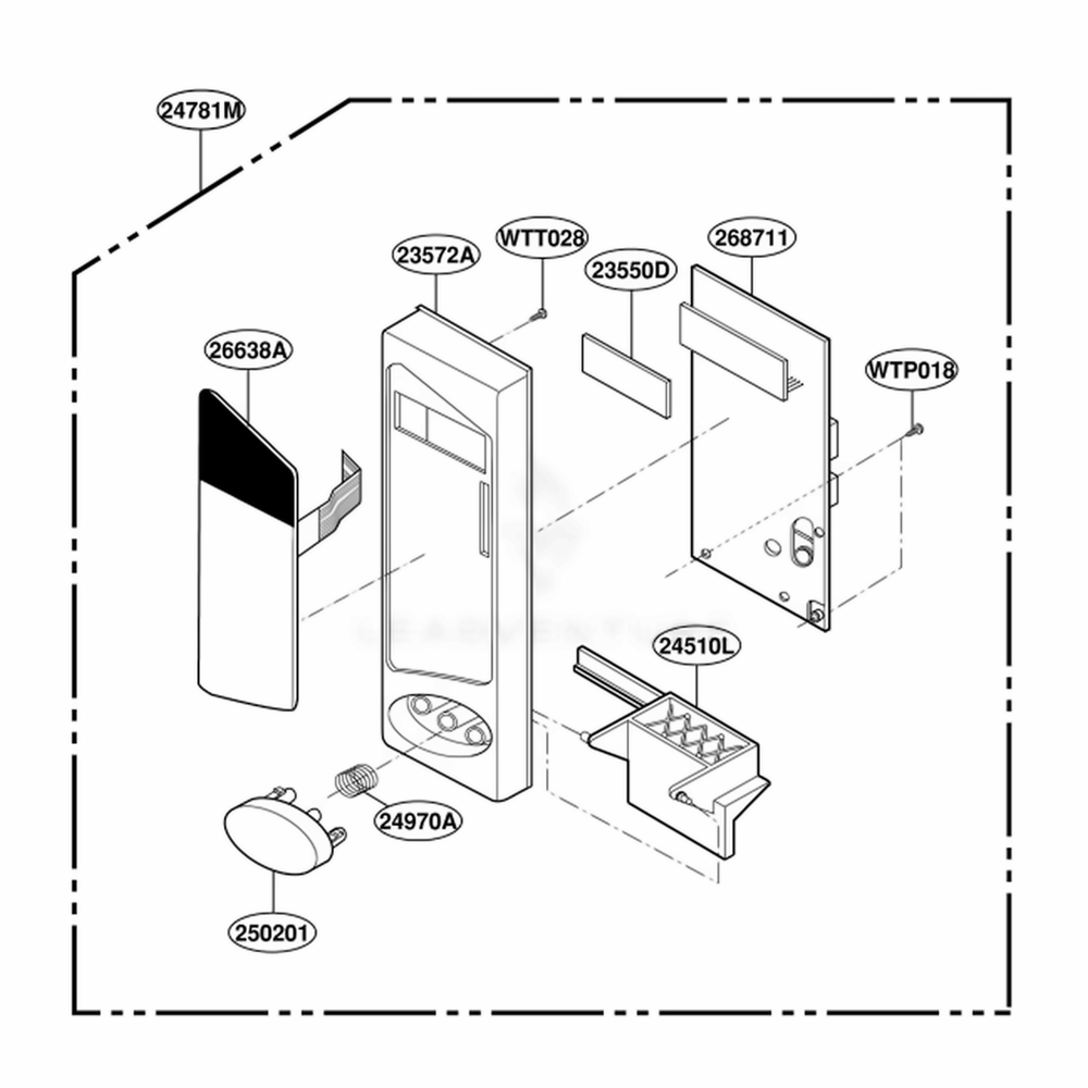 Control Panel Parts Diagram and Parts List for MS105YG KM1EGSC LG Range