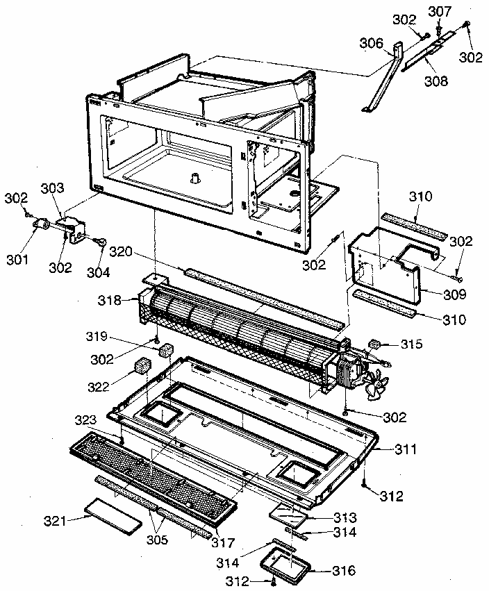 Grill And Duct Diagram and Parts List for 7218965381  Kenmore Microwave