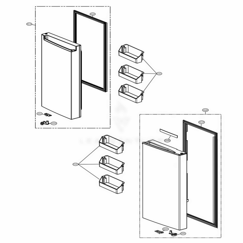 F-Room Door Part Diagram and Parts List for LNXS30866D ASBCNA1 LG Refrigerator