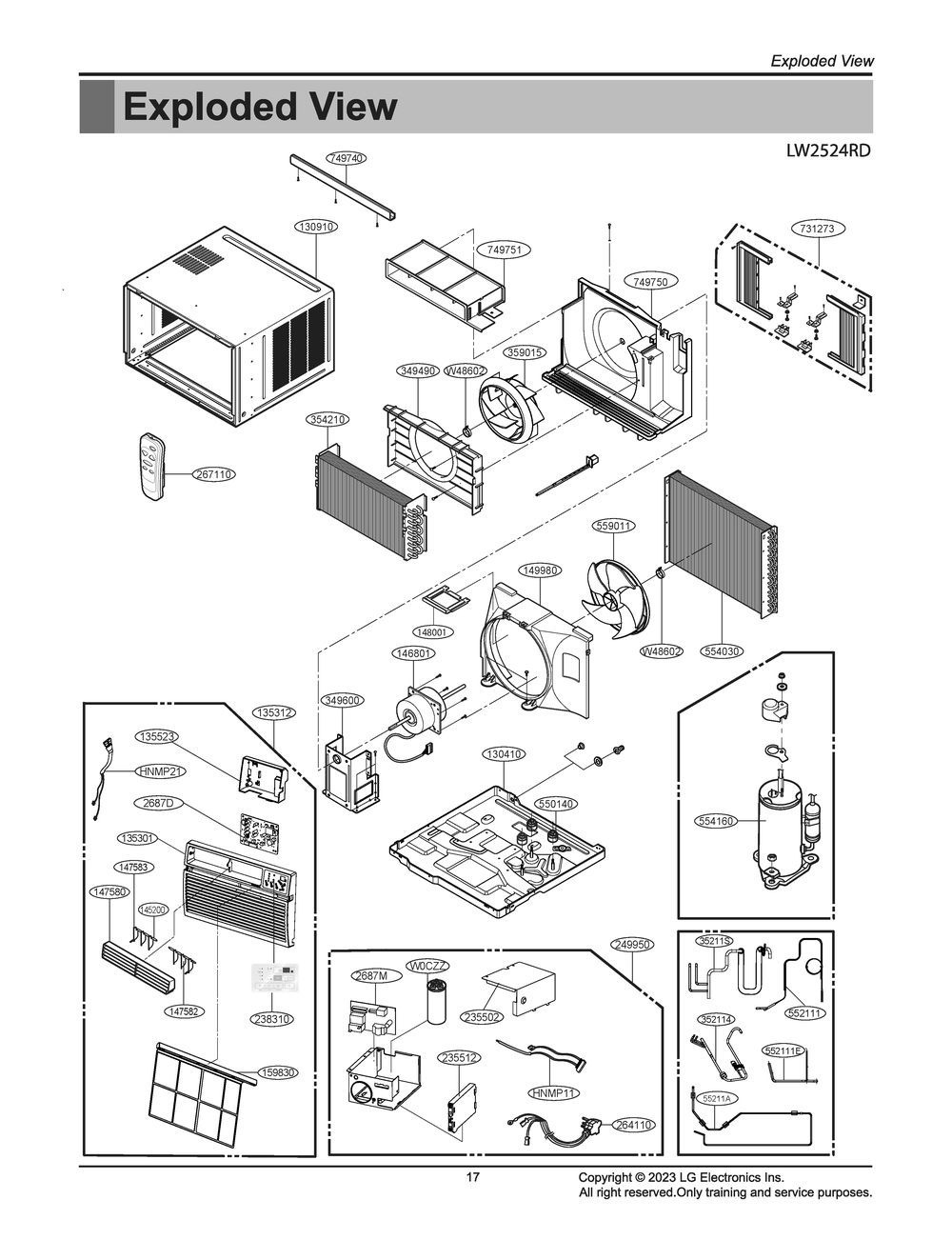 Diagram 1 Diagram and Parts List for LW2524RD AT3AUSH LG Air Conditioner