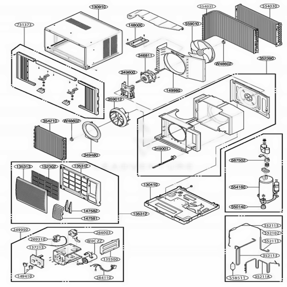 Main Diagram and Parts List for R8000 AWYAUSG LG Air Conditioner