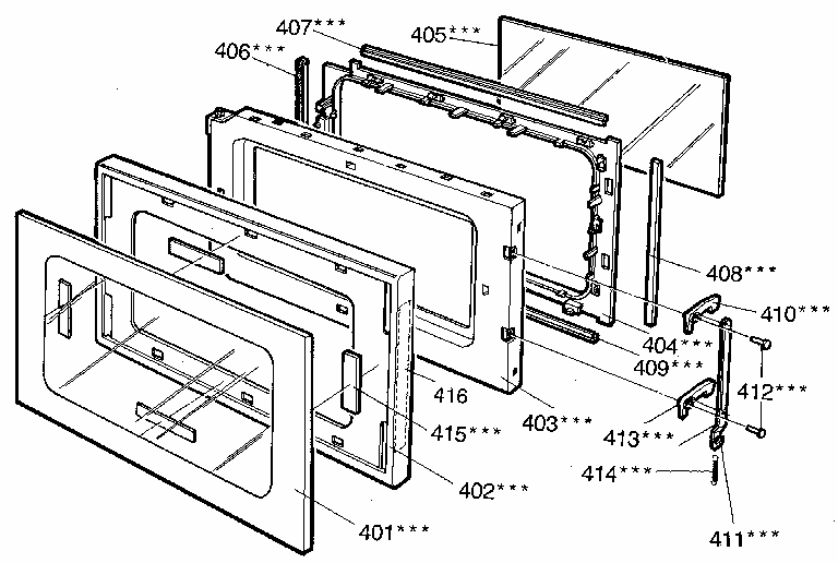 Door Diagram and Parts List for 7218942580  Kenmore Microwave