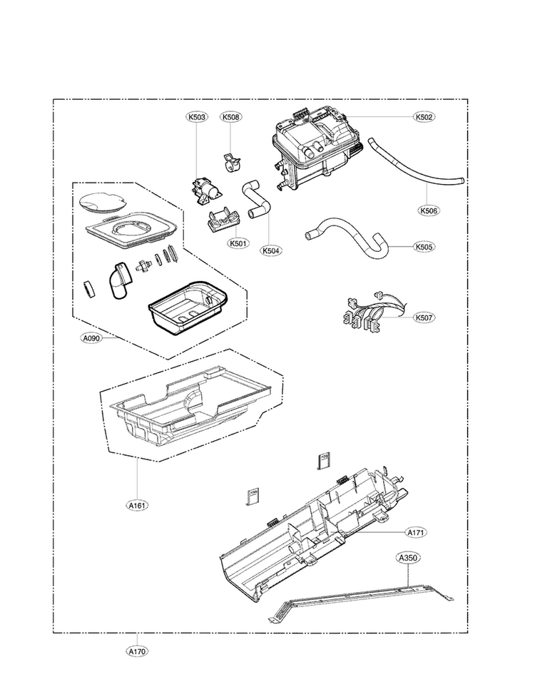 Panel Drawer And Guide Assembly Parts Diagram and Parts List for DLEX6001W  LG Dryer