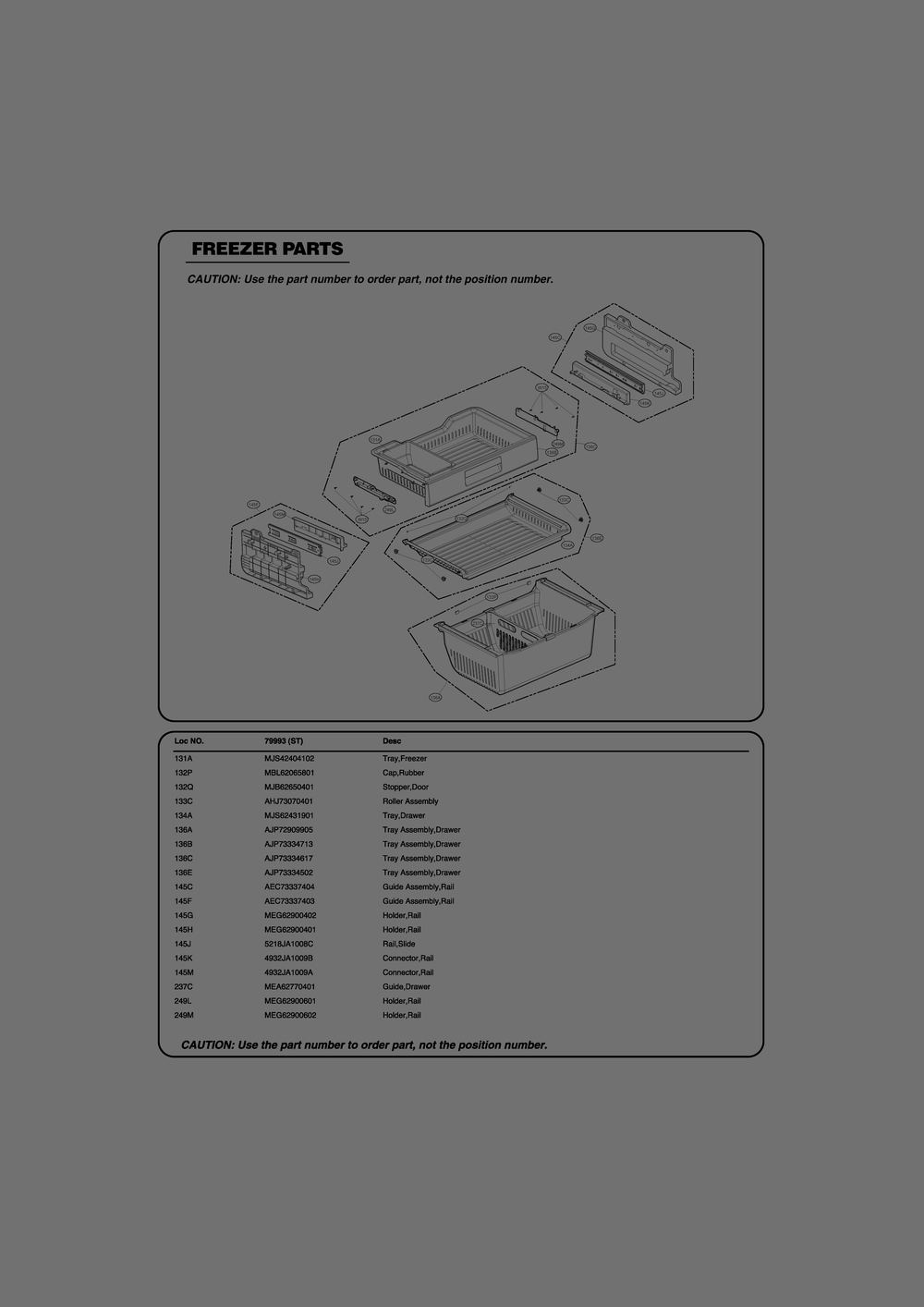 Freezer Parts Diagram and Parts List for GR-L268LSZM ASTCSE0 LG Refrigerator
