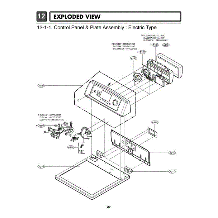 Section 1 Diagram and Parts List for DLE0442W ABWEEUS LG Dryer