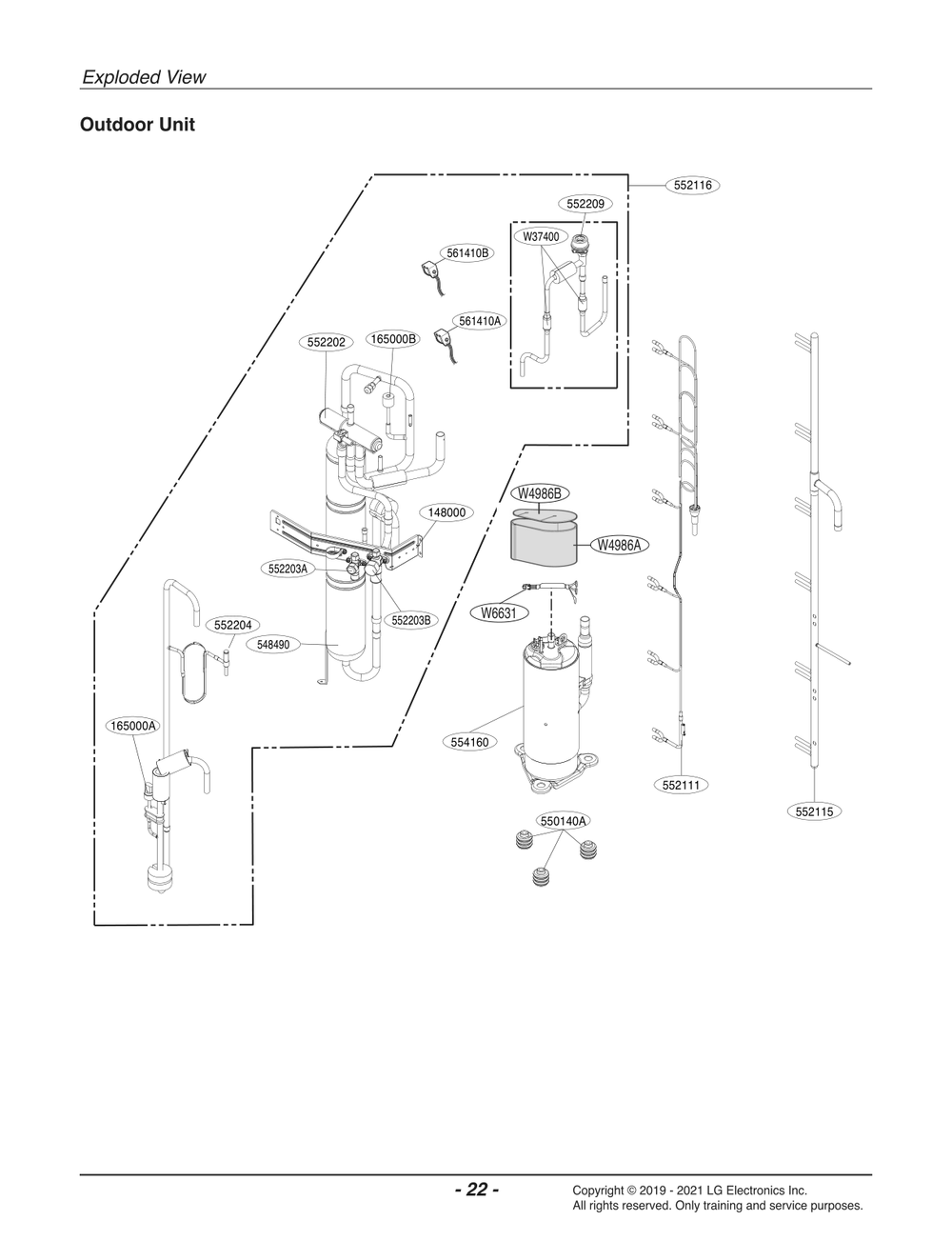 Outdoor Unit 3 Diagram and Parts List for HU161HA U33 LG Water Heater