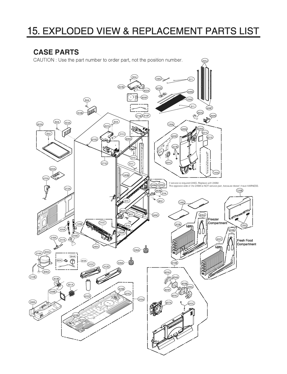 Case Parts Diagram and Parts List for GR-L24GHSJM ASTCNA0 LG Refrigerator