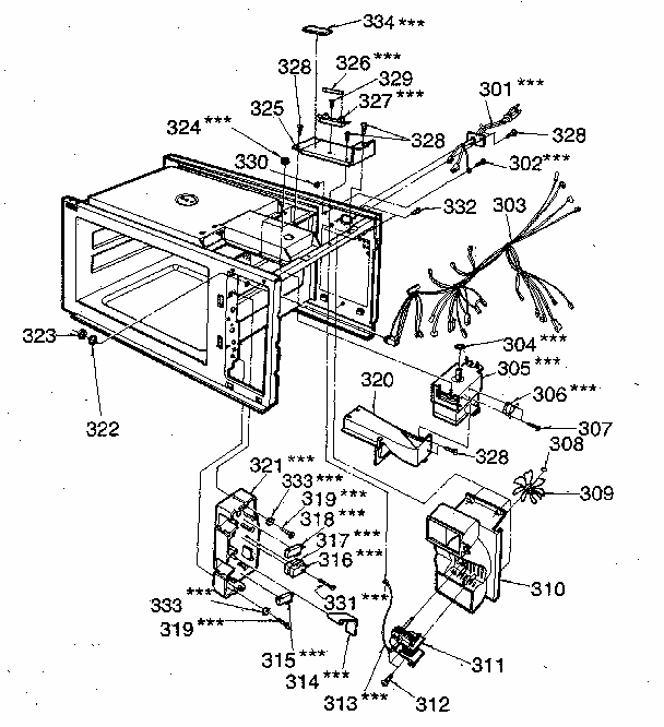 Switch And Microwave Diagram and Parts List for 7218863480  Kenmore Microwave