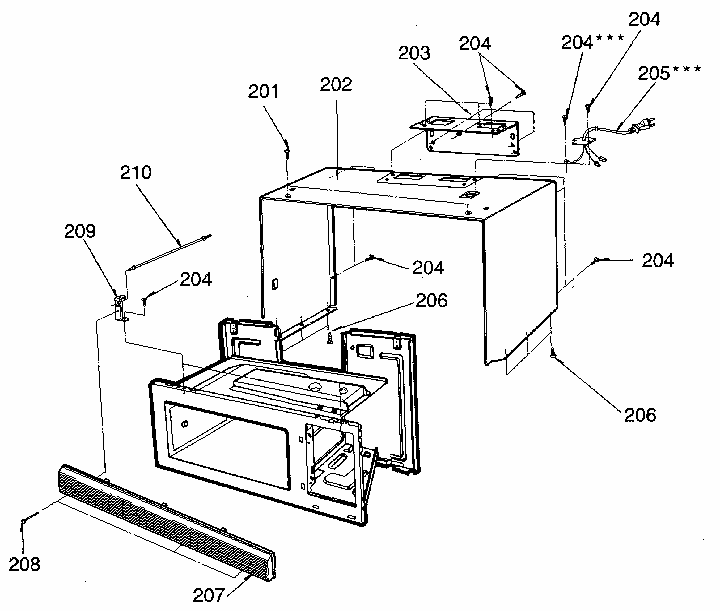 Cabinet Diagram and Parts List for 7218915080  Kenmore Microwave