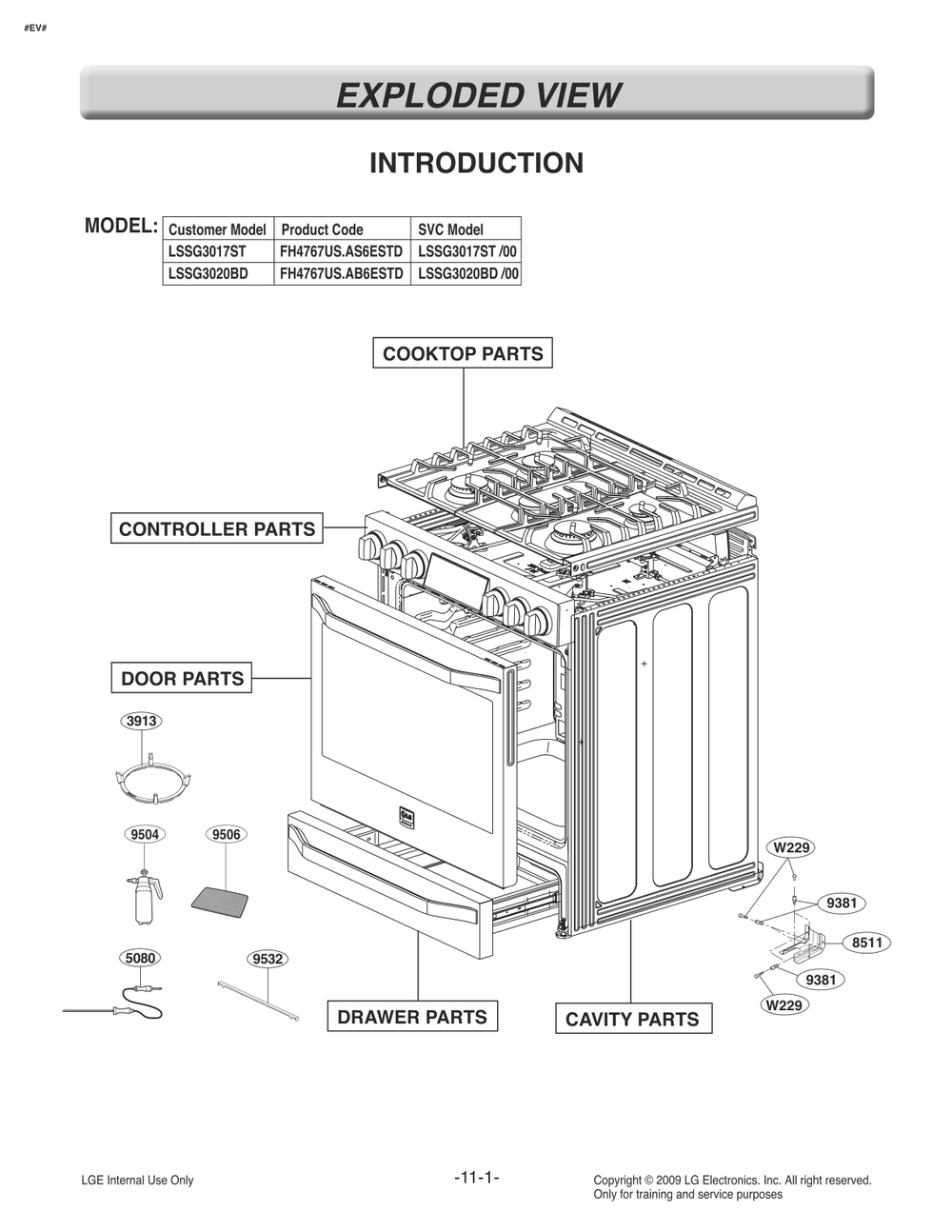 Introduction Diagram and Parts List for FH4767US AB6ESTD LG Range