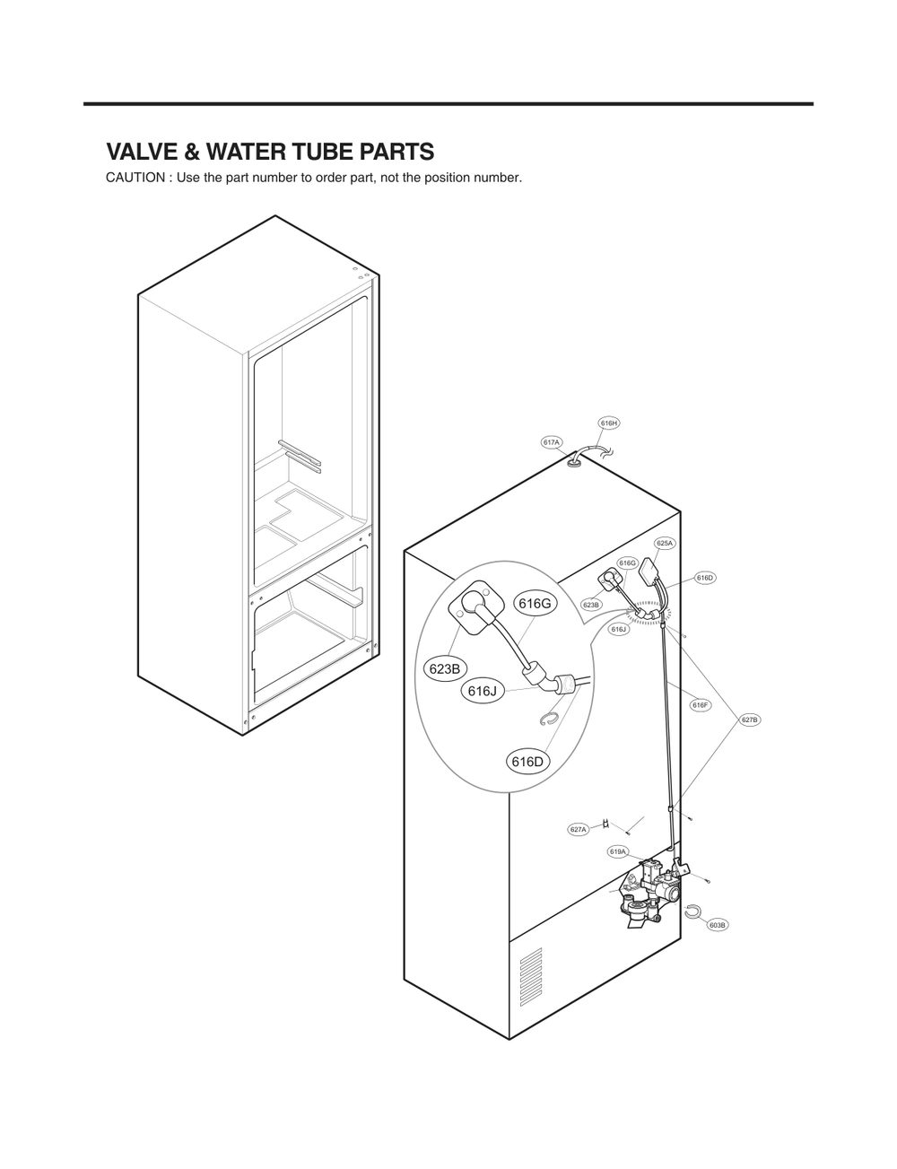 Valve And Water Tube Parts Diagram and Parts List for GC-L258VSXD ASTCNA4 LG Refrigerator