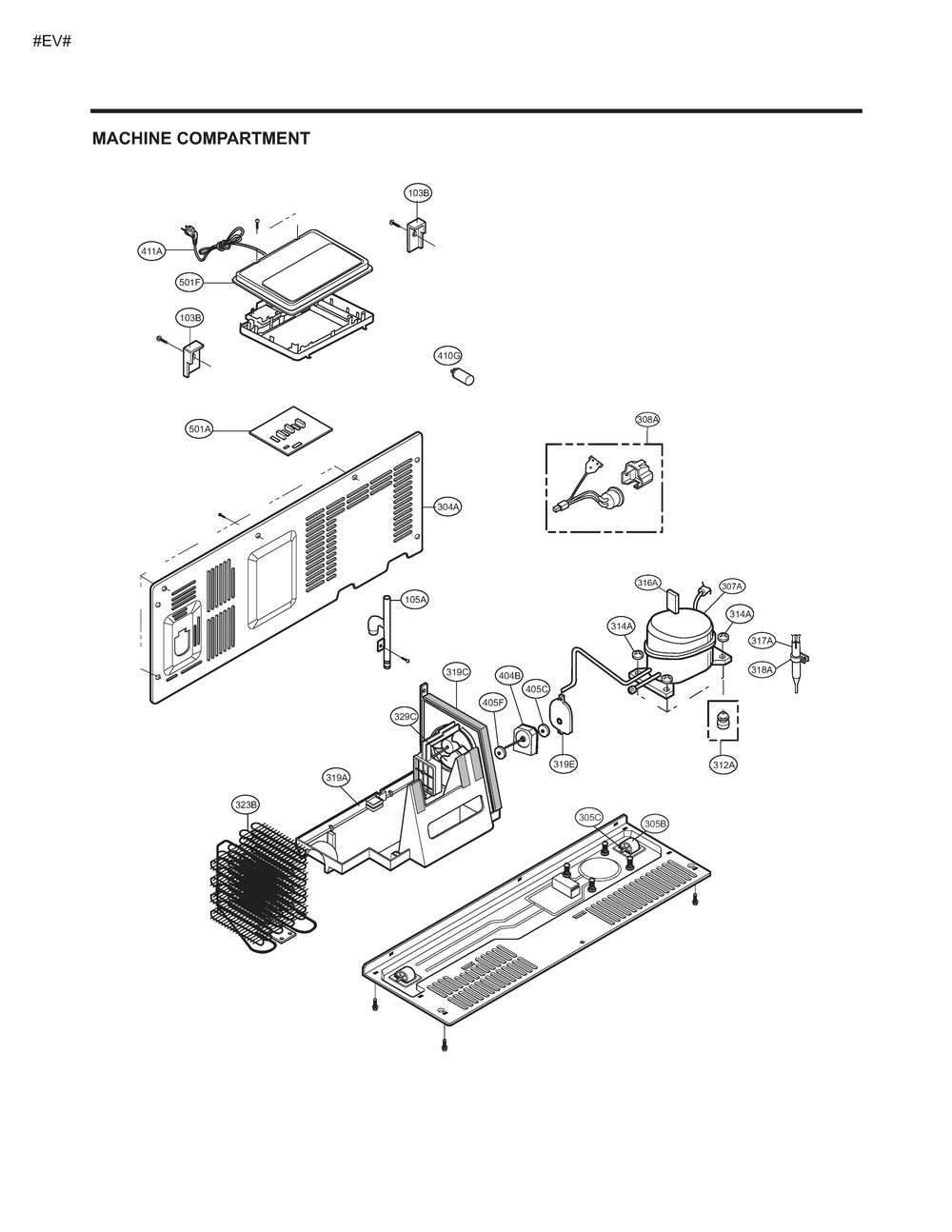 Machine Compartment Diagram and Parts List for GM-L267NKBL ASBCSE1 LG Refrigerator