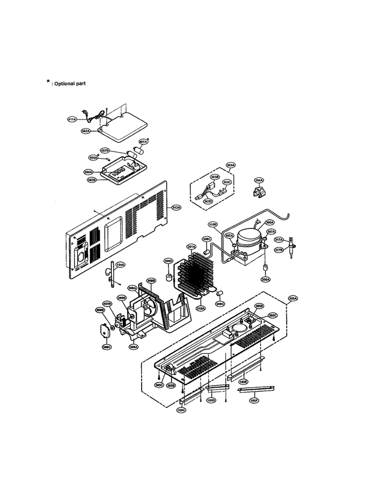 Machine Compartment Diagram and Parts List for LRSPC2051AB  LG Refrigerator