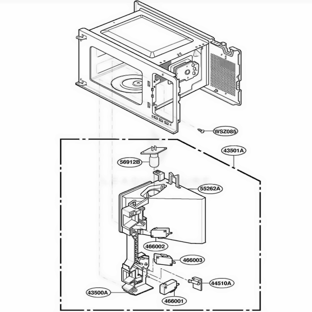 Latch Board Parts Diagram and Parts List for MA2120W CWHEGSE LG Wall Oven