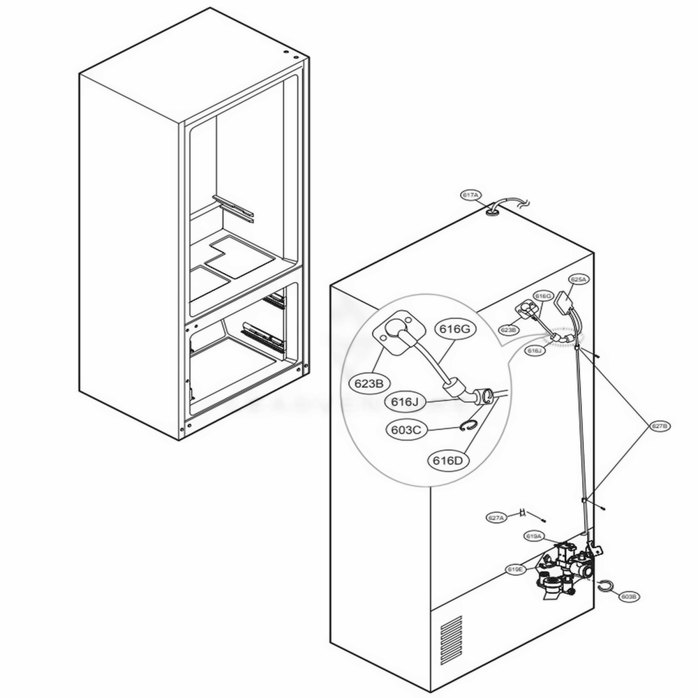 Valve And Water Tube Parts Diagram and Parts List for LFX28978ST ASTCNA4 LG Refrigerator