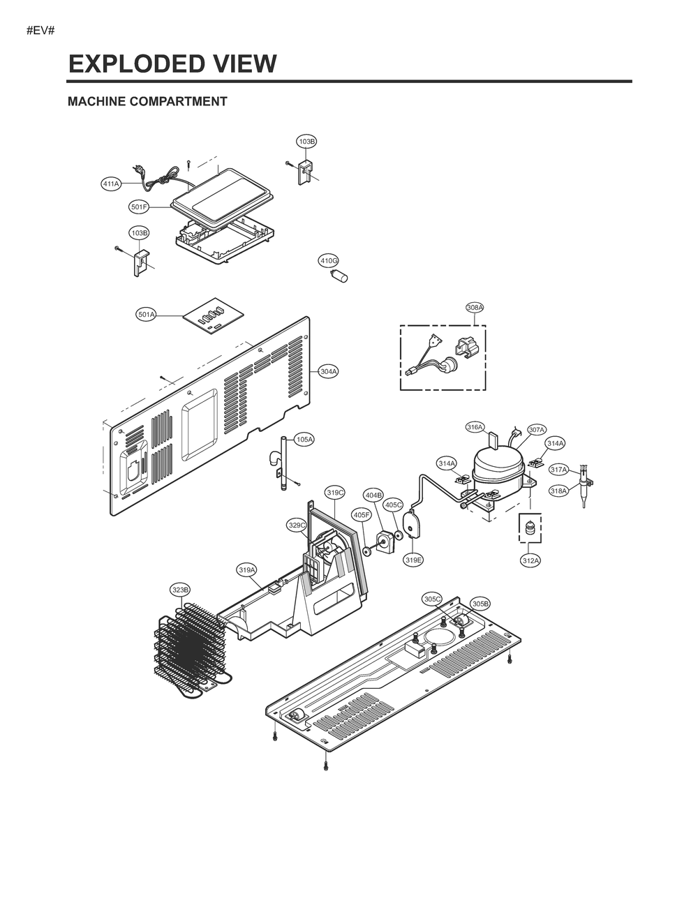 Machine Compartment Diagram and Parts List for GM-L227NSYM ASTCSE2 LG Refrigerator