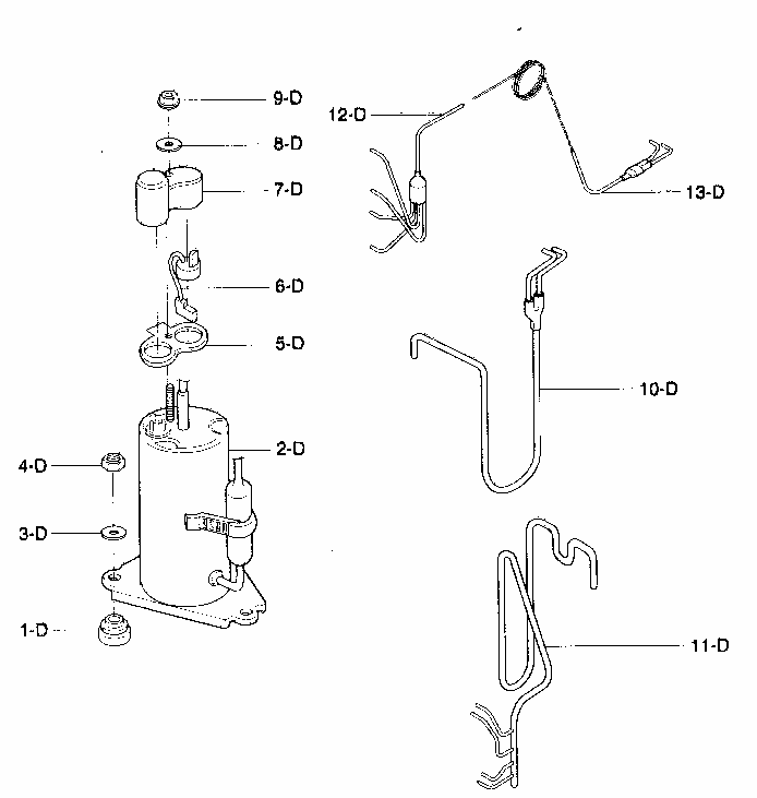 Compressor Parts Diagram and Parts List for 58076081500  Kenmore Air Conditioner