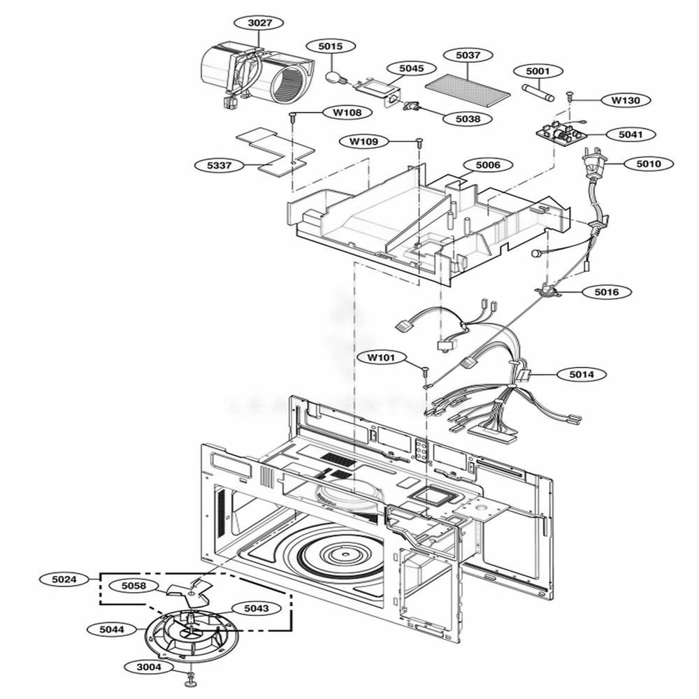 Interior Parts 2 Diagram and Parts List for 80032 CWHESEA LG Range