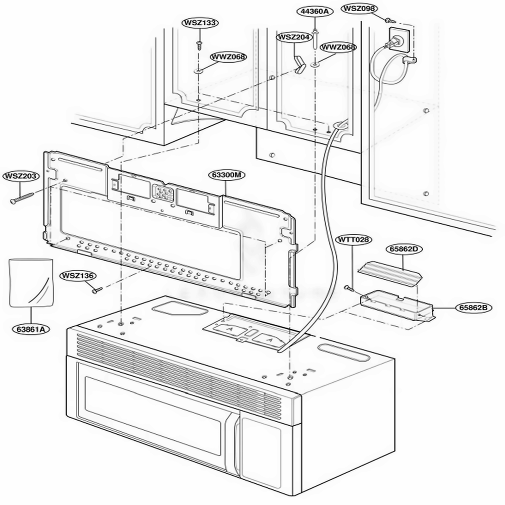 Installation Parts Diagram and Parts List for TMH14XLQ1 AW1EEST LG Range