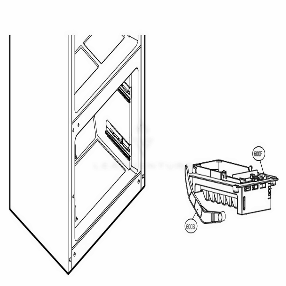 Ice Maker And Ice Bin Parts Diagram and Parts List for 74013 ASTCSE1 LG Refrigerator