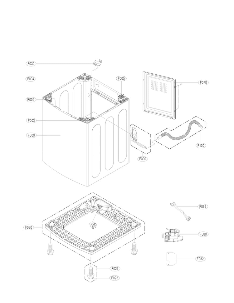 Out Case Parts Diagram and Parts List for WT1101CW  LG Washer