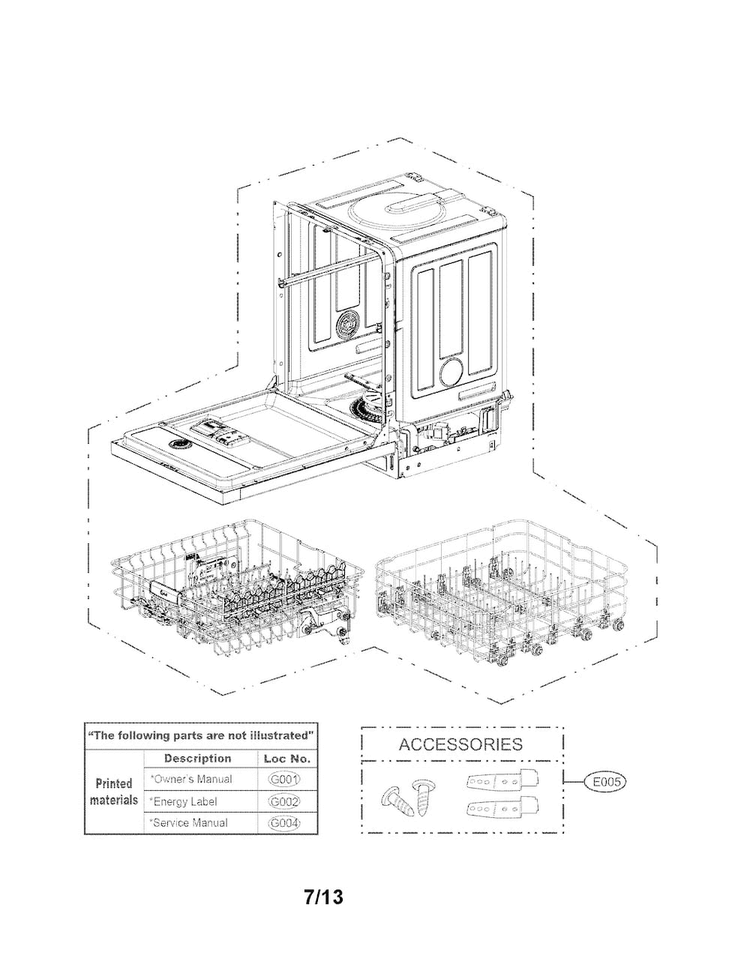 Exploded View Parts Diagram and Parts List for LDS5540WW  LG Dishwasher