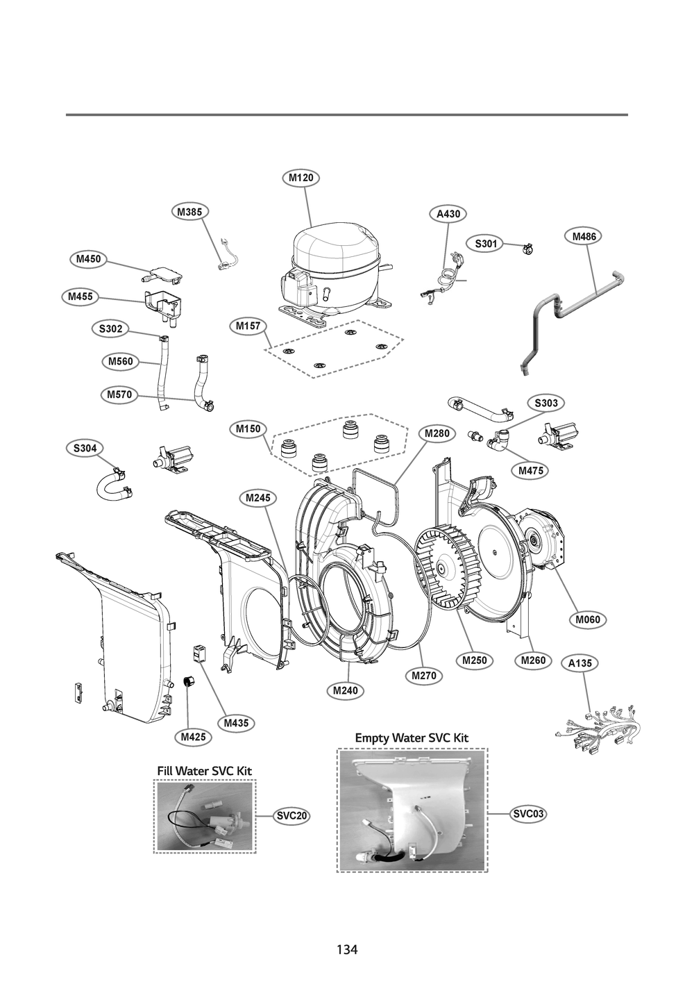 Water Svc Kit Diagram and Parts List for S5WBC ALWEEUS LG Steamer
