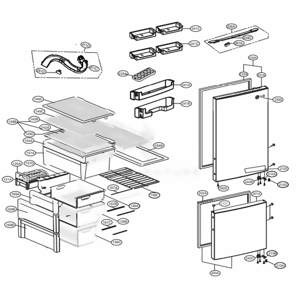Main 2 Diagram and Parts List for LBNC15221V APZCNA0 LG Refrigerator