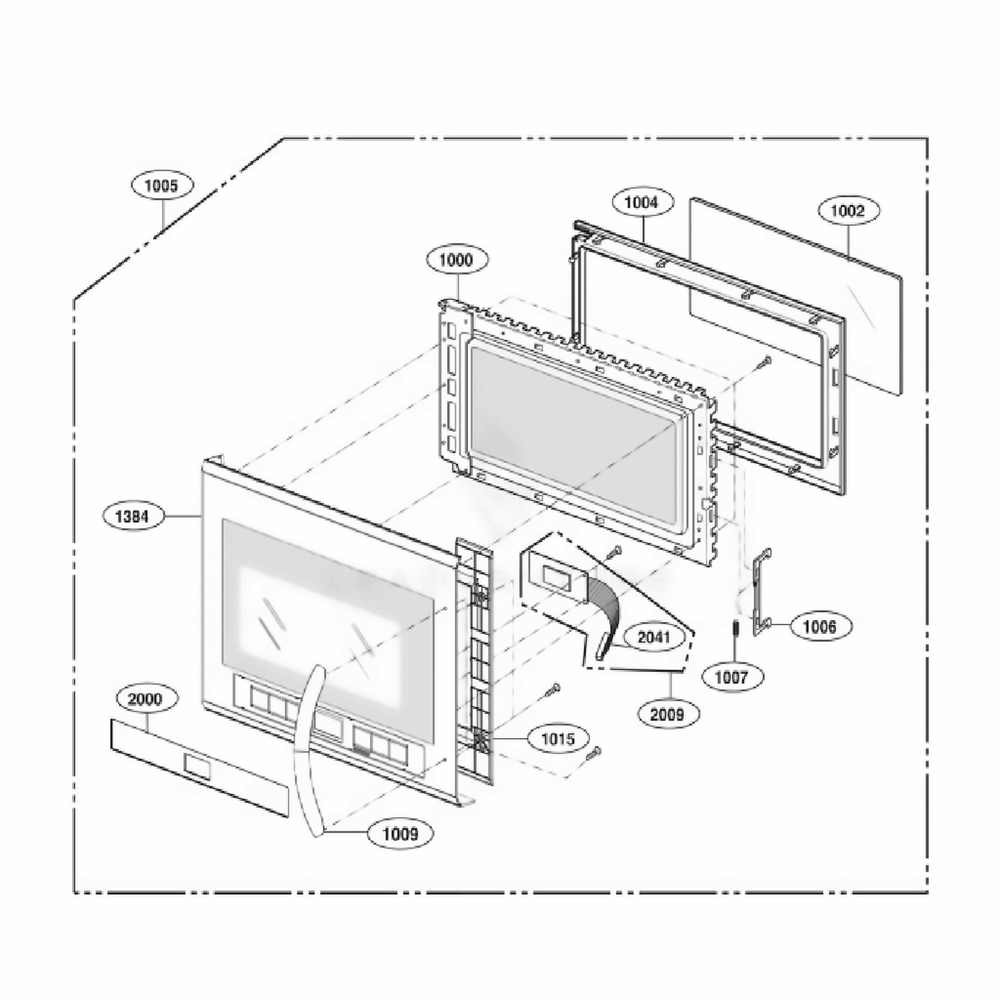 Door Parts Diagram and Parts List for LMHM2017SB CBKELGA LG Microwave