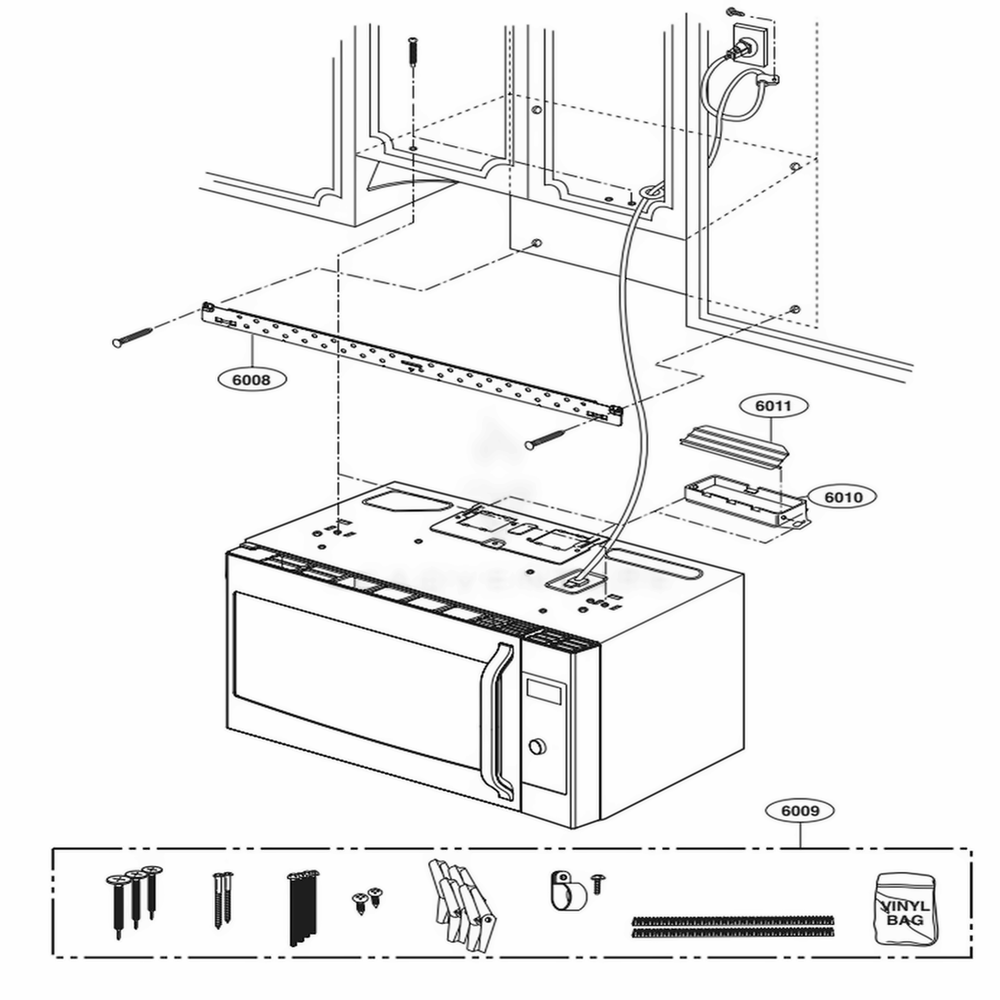 Installation Parts Diagram and Parts List for LSMC3086ST CSBESTD LG Microwave
