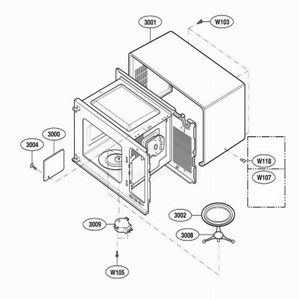 Oven Cavity Parts Diagram and Parts List for HMB402 AWHEBSU LG Wall Oven