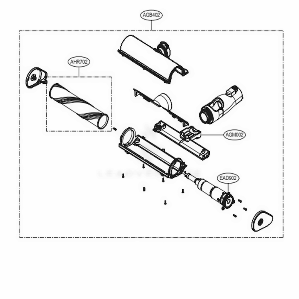 Carpet Nozzle Diagram and Parts List for A908VMR BVWELGA LG Upright Vacuum