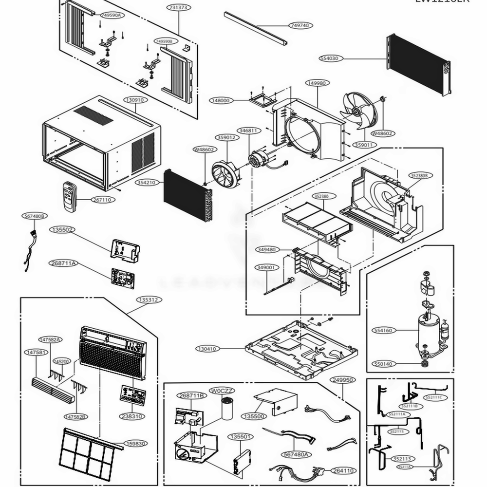 Main Diagram and Parts List for LW1216ER AT1AUSH LG Air Conditioner