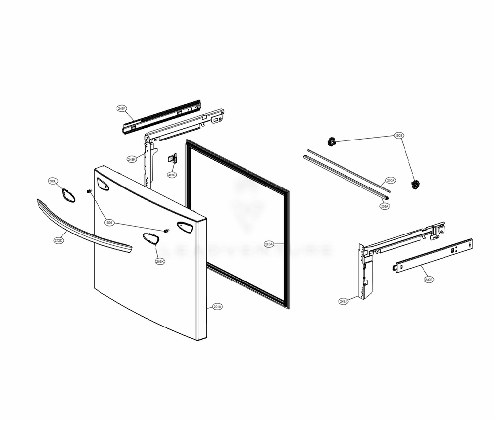 Door Parts 3 Diagram and Parts List for LRFVC2406D ASBCNA0 LG Refrigerator