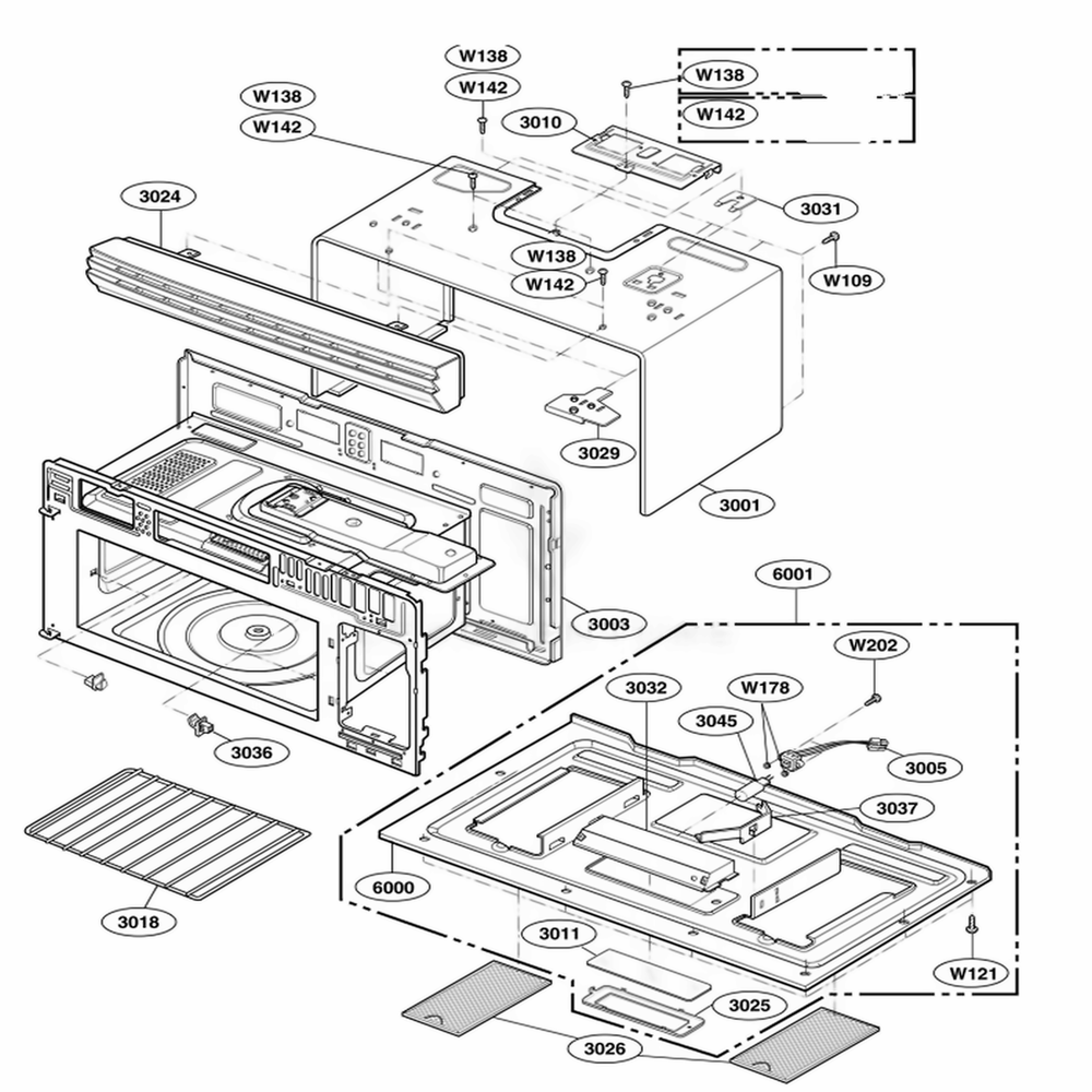 Oven Cavity Parts Diagram and Parts List for 80803 AS1ESEA LG Wall Oven