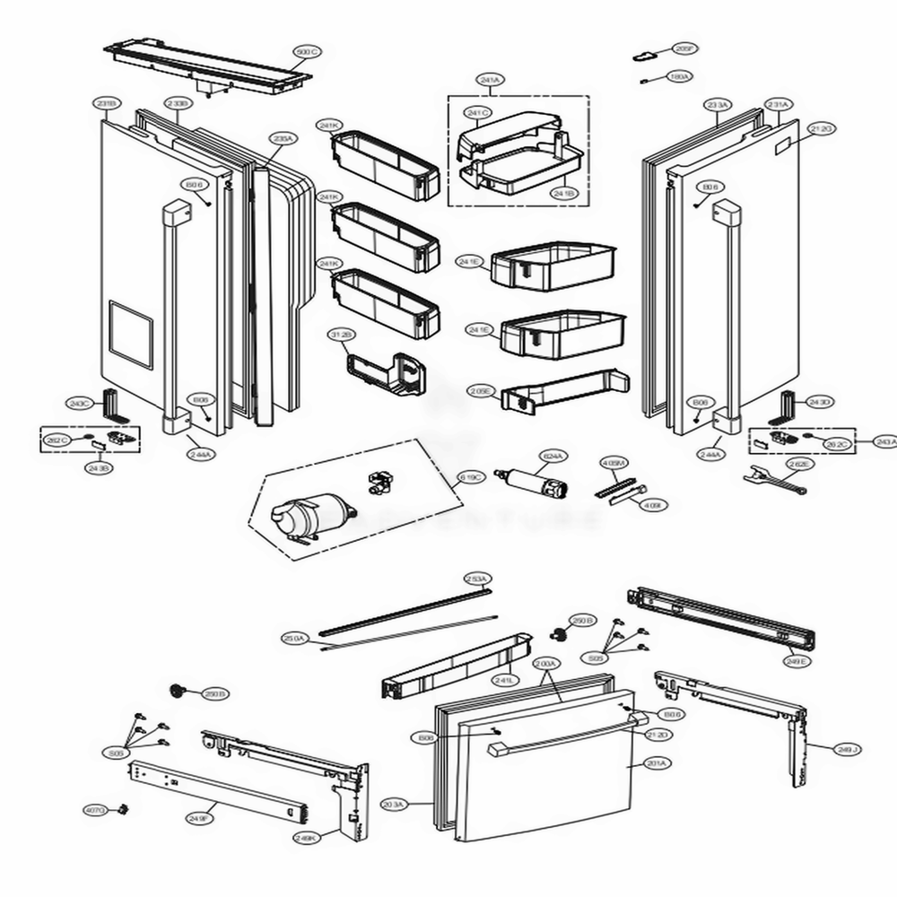 Door Parts Diagram and Parts List for 79993 ASTCSE0 LG Refrigerator