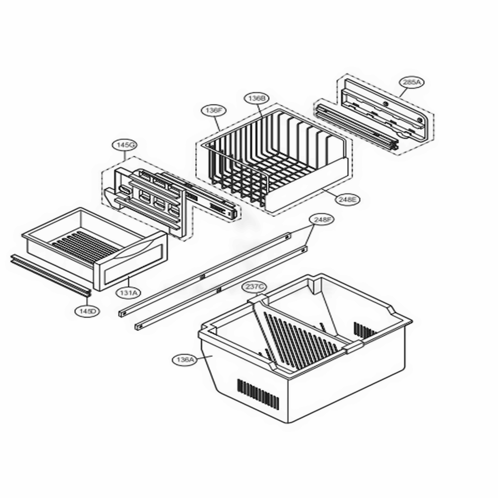 Freezer Drawer Parts Diagram and Parts List for 75096 ATICSEF LG Refrigerator