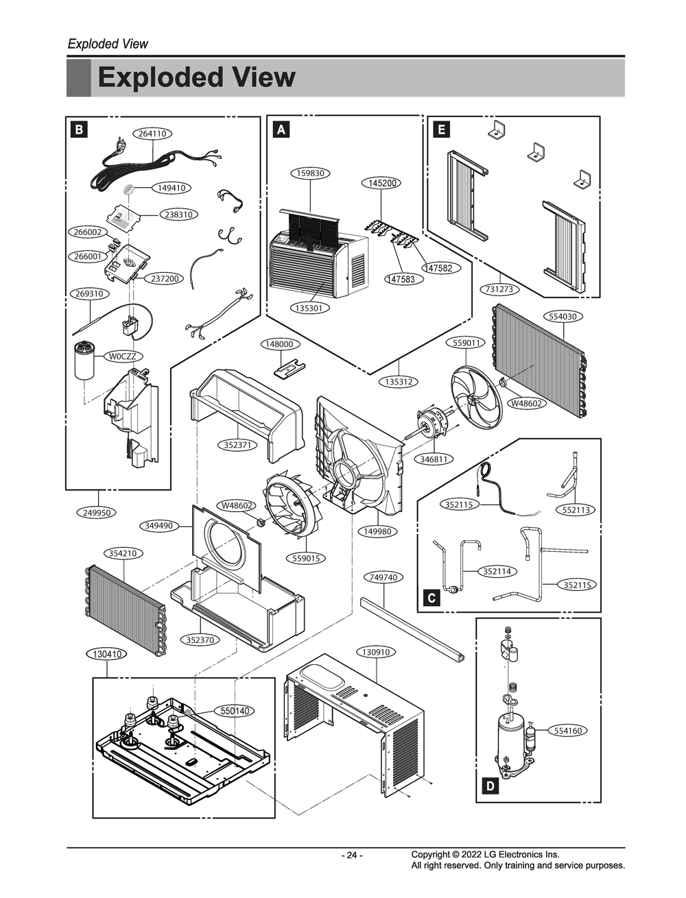 Diagram 1 Diagram and Parts List for LW5023 AT1AUSH LG Air Conditioner