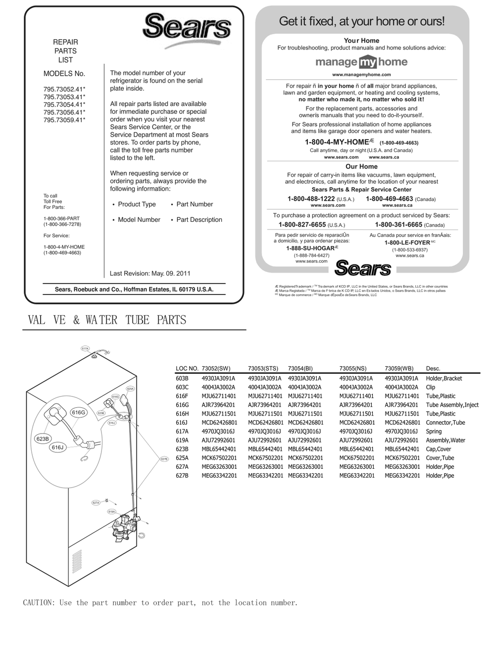 Valve And Water Tube Parts Diagram and Parts List for GC-L288GQXM ABICSE1 LG Refrigerator