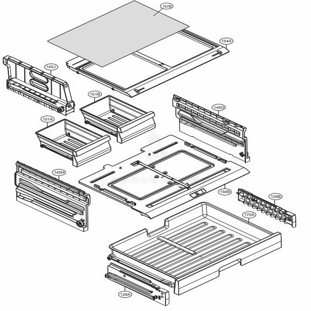 Refrigerator Parts - Pantry Diagram and Parts List for 71302 ASW1SER LG Refrigerator