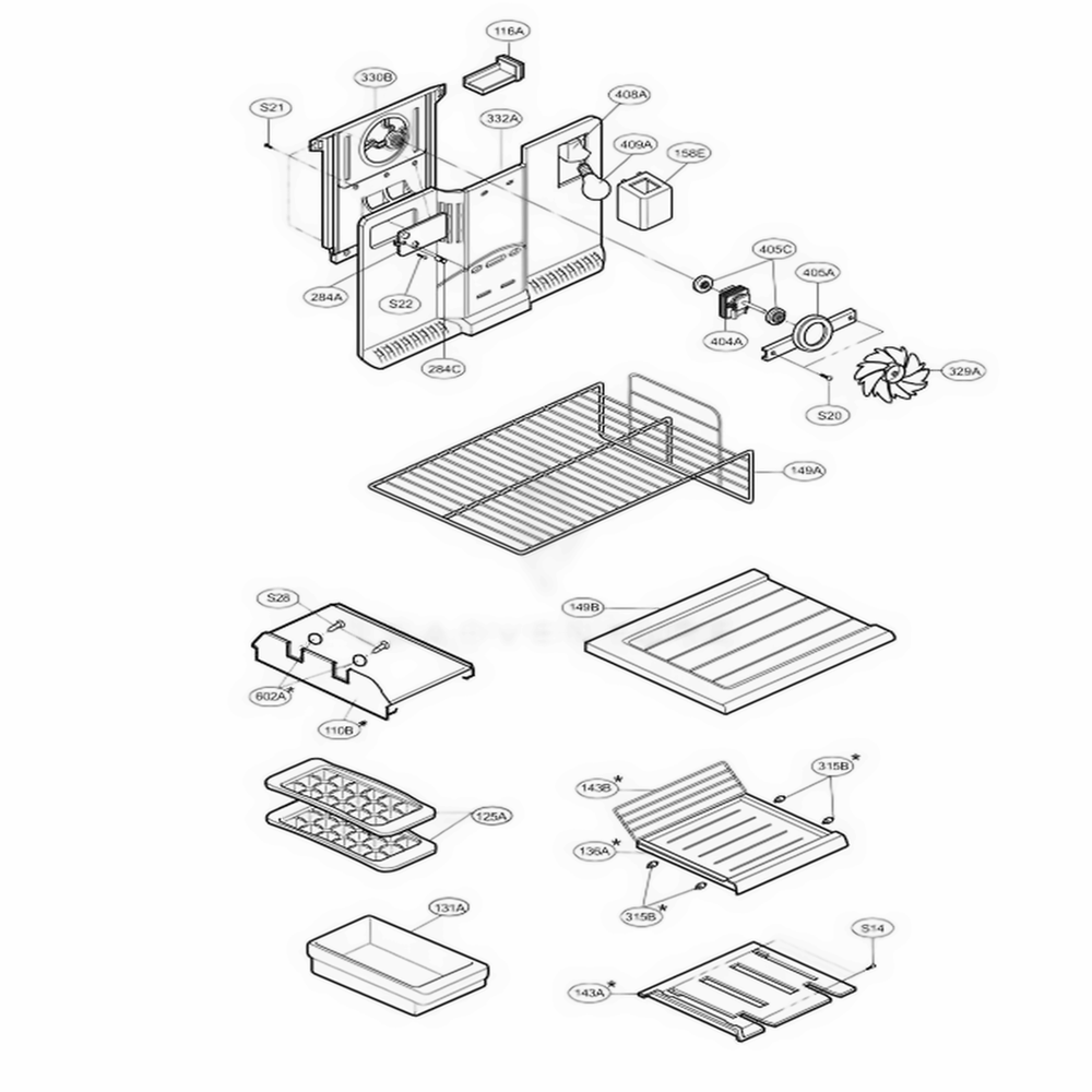 Freezer Parts Diagram and Parts List for LRTN22330TT ATICLGY LG Refrigerator