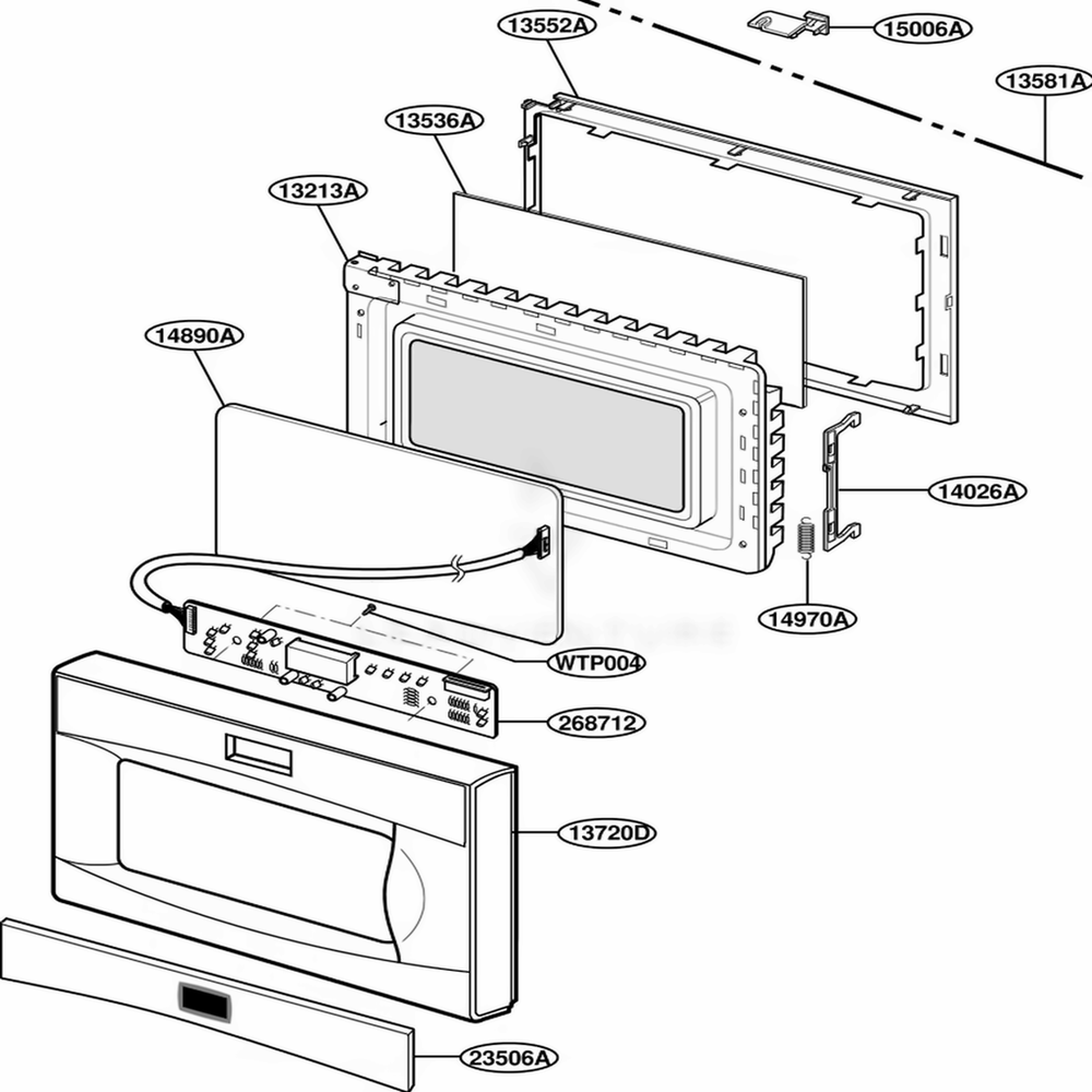 Door Parts Diagram and Parts List for LTM9020W01 CW2ELGA LG Range