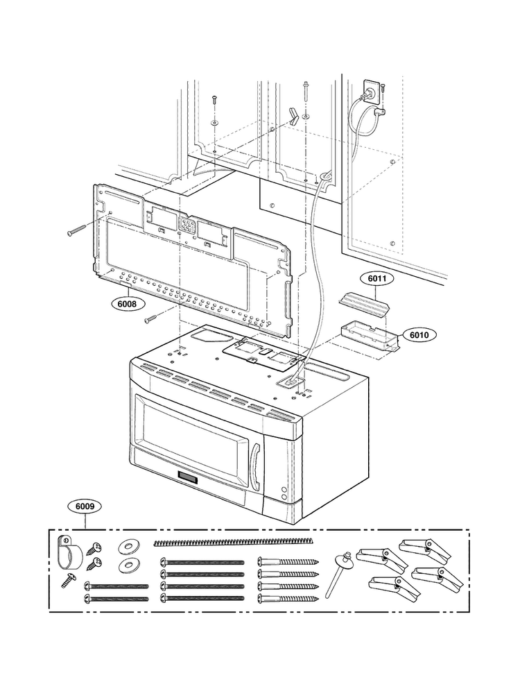 Installation Parts Diagram and Parts List for LMVM1955T  LG Microwave